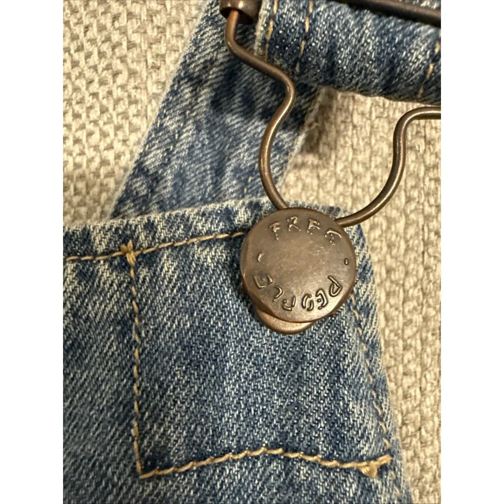 Free People Denim Overall Mini Dress Women's Size 2 Raw Hem Blue Boho Adjustable